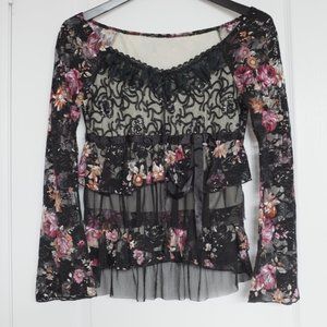 COPY - Flaunt Your Feminine Style w Sweetheart Neck Floral Lace Top in Size S w…